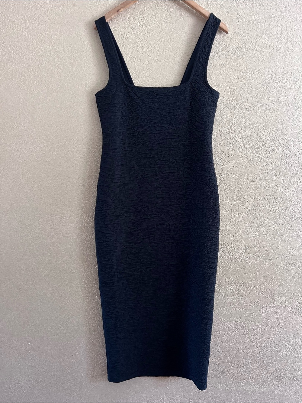 Good American Black Square-Neck Midi Dress